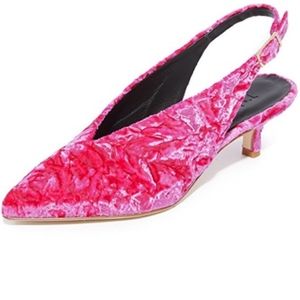 TIBI Lia Pink Crushed Velvet Kitten Heel Slingback 39